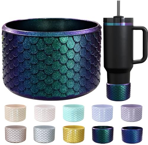 CEDIDJAC Silicone Boot for Stanley Cup 20-40 Oz,for Hydroflask Boot 12-24 Oz,for IceFlow 20-30 Oz,for Owala Tumbler 40 oz,Bottom Protector for Stanley Boot for Stanley Cup Accessories (Jungle Green)