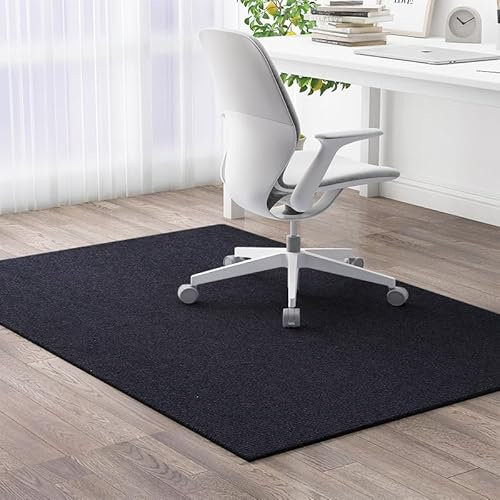 Bürostuhl Unterlage Schwarz, Bodenschutzmatte Bürostuh Teppich, Kratzfest Bodenmatte Stuhlunterlage für Hartböden aus Polycarbonat, Schreibtischstuhl Unterlage für Laminat,Schwarz,60 x 120cm
