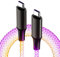 RGB Led 6A USB C to USB C Charger Cable Light Up Charger Cable Flowing LED Lights Charging Cable Car USB Cord for Galaxy S25/S25 Ultra/S24/S24 Ultra, 66W Fast Charging,1M/3.3Ft