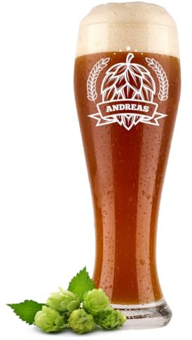 polar-effekt Weizenglas 0,5 Liter mit personalisierter Gravur - Männergeschenk zum Geburtstag - Weißbierglas mit Namen für Weizenbier - Extra spülmaschinenfest