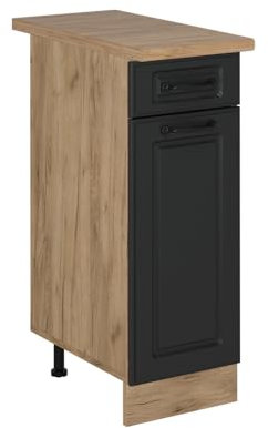 Vicco Küchenunterschrank R-Line, Schubladenschrank für die Küche, Anthrazit Landhaus, 30 cm, AP Eiche