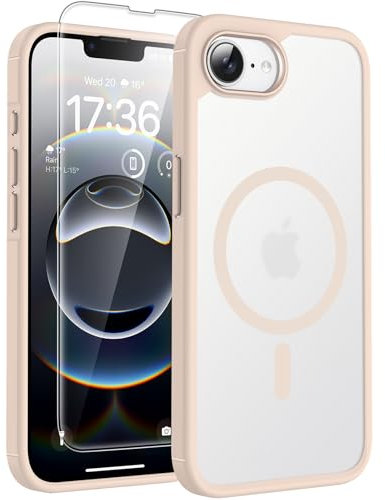TOCOL für iPhone 16e Hülle für Magsafe, Stoßfest Anti-Fingerabdruck Kratzfest Transluzente Rückseite rutschfest Matt Magnetisch Handyhülle für iPhone 16e Case, Wüstensand