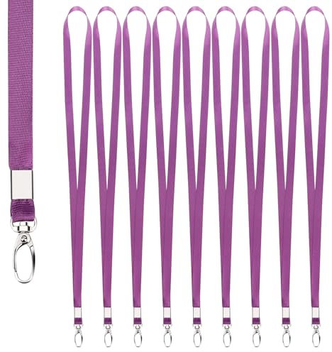 Segus Schlüsselband 10 Stück, Schlüsselbänder zum Umhängen, Umhängeband Schlüssel mit Drehbarem Metallclip, Lanyard für Schlüssel, Ausweishalter (Dunkelviolett)