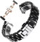 TVKSIPAR 22mm Ceramic Strap Fit For Armani Watch AR1400 AR1410 AR1402 AR1401 Men Women Band Bracelet Belt Black White Butterfly Button(Black rose gold)