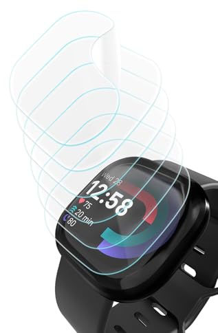 Yaekea 6-teilige Schutzfolie kompatibel mit Fitbit Sense/Sense 2/Versa 3/Versa 4 Smartwatch, selbstheilende flexible TPU-Folie, kratzfester HD-klarer weicher Displayschutz