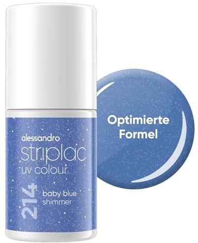 alessandro Striplac Peel-Off UV Gel Nagellack, Baby Blue Shimmer, 6,5ml | Hochpigmentierter UV Gel Nagellack, bis zu 15 Tage Halt, kratzfest, acetonfrei & abziehbar, HEMA-frei & vegan