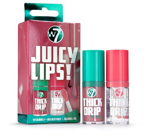 W7 Juicy Lips Thick Drip Lip Gloss Duo - Too Close and in the Clear | Hydrating Glossy Finish, Plumping Lip Colour