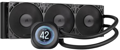 CORSAIR Nautilus 360 RS LCD Flüssig-CPU-Kühler – 2,1-Zoll-IPS LCD-Bildschirm, 360mm AIO, Einfache Daisy-Chain-Verbindungen, Intel LGA 1851/1700, AMD AM5/AM4 – Enthält 3X RS120-Lüfter – Schwarz