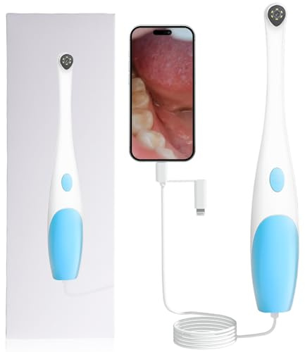 Oral-Endoskop, 640x480P HD Oralkamera, Intraoralkamera mit 6 LED-Leuchten, Zahnspiegel kompatibel mit Android, Video-Tierzahninspektion für Einzelpersonen und Haustiere, Plug-and-Play (Blau)