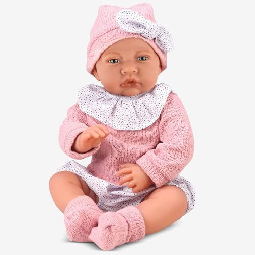 Kinderplay Muñeca de bebé Lili de 41 cm, Realista y Suave, con función de Sonido y Chupete, Ropa Lavable, muñeca interactiva a Partir de 3 años, CE, Modelo KP4204