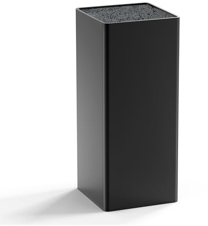 SUPERWSLING Porte Couteaux de Cuisine, Universel Bloc Couteaux Noir avec Poils Amovibles, Range Couteaux de Cuisine pour 5 à 8 Couteaux de Tous Types (Plastique, Ouverture Carrée)