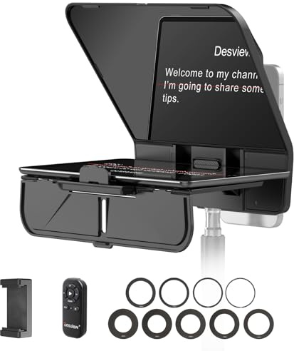 Desview T5 - Telepromptor para smartphone, tablet y cámara DSLR con mando a distancia Bluetooth, pantalla máxima de 11 pulgadas, compatible con iPhone Android para streaming en vivo y grabación de