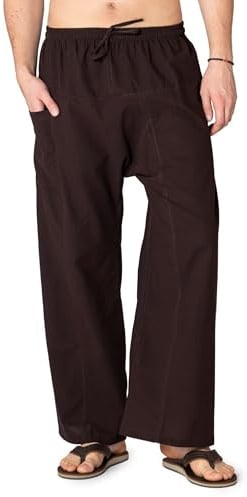 PANASIAM leichte Baumwollhose Damen & Herren - im Stil Einer Fischerhose | Schlupfhose Unisex, bequeme Rehahose & Relaxhose mit Gummibund & Tunnelzug - Freizeithose für Homeoffice, Krankenhaus & Yoga