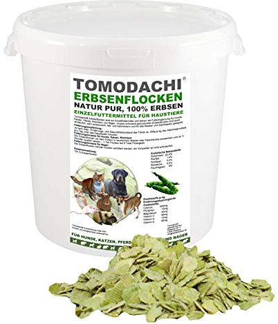 Erbsenflocken Katze, Naturprodukt, Gemüsezusatz, Ergänzungsfutter Katze, Verdauung, Stoffwechsel, Immunsystem, proteinreich, mineralienreich, kalorienarm, Diätfutter, Tomodachi Erbsenflocken 2kg