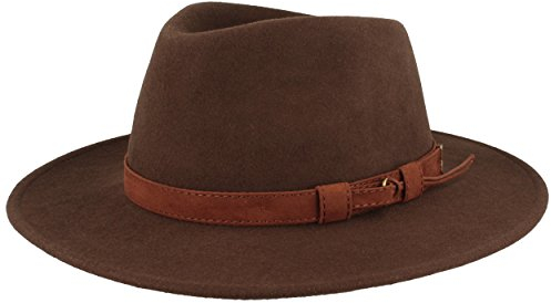 Rollbarer Outdoor Filz-Hut | Trekking-Hut | Wollhut aus 100% Wolle – Wasserabweisend & Faltbar – mit Ledergarnitur & Huteinlagen - Für Herren & Damen, Braun, 55