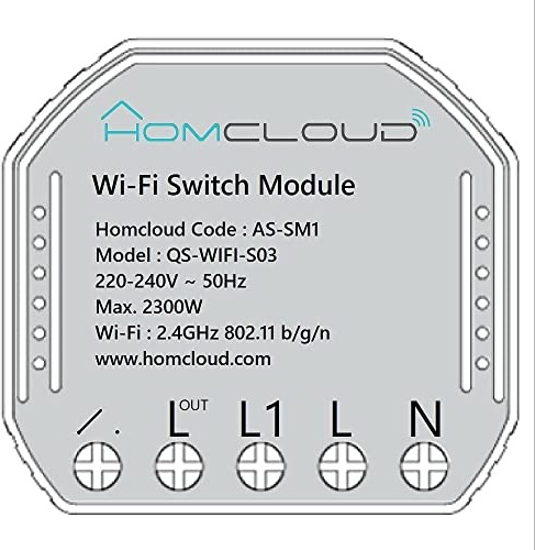 Homcloud SM1 Modulo Smart Interruttore Wi-Fi intelligente da incasso per scatola elettrica 503, controllo remoto da APP, Alexa o Google