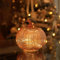 hvfun Herbstliche dekorative Kürbislaterne aus gestreiftem Glas, Halloween-Dekoration und Thanksgiving-Tischdekoration, batteriebetriebenes Herbstlicht für Partys und Zuhause -Rosa Gold