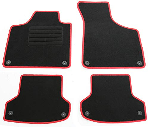 AD Tuning HG10624-ROT Fußmatten Set (4teilig) Schwarz Rot Autoteppiche Matten