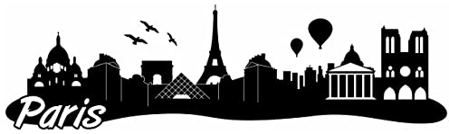 Samunshi® Paris Skyline Wandtattoo Sticker Aufkleber Wandaufkleber City Gedruckt Paris 120x35cm schwarz