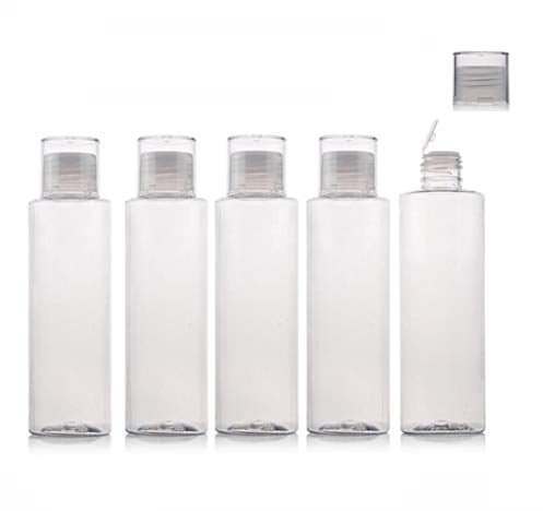 VASANA 6PCS 5Oz 150ML Clear Empty Plastic Travel Bottles Containers With Orifice Reducer Flip Cap For Facial Cleanser Shampoo Conditioner Shower Lotion Toiletries