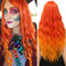 YEESHEDO Damen Perücke Lang Lockige Feuerorange Perücken für Frauen mit Pony, Natürlich Lange Locken Orange Wig, Anime Cosplay Halloween Wigs 28 Zoll (Orange)