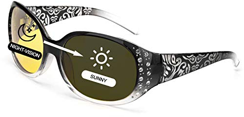 VIOE Nachtsichtbrille mit polarisierter gelber Linse für Frauen Nachtfahrbrille für Regen/Nebel/Wolkenschutz