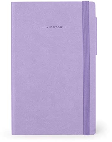 Legami - Notizbuch, liniert, Medium, 192 Seiten, Einband aus weichem PU, FSC®-zertifiziertem Papier, elfenbeinfarbenes Papier 90 g/m², Monatsplaner, Adressbuch, Lesezeichen, 13 x 21 cm, Farbe Lavender