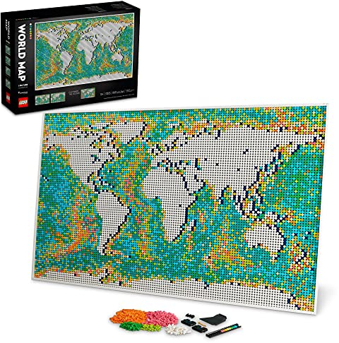 LEGO® Art 31203 Konstruktionsset Weltkarte - interessanter Sammler-Wandschmuck für Bastel- und Kartenliebhaber, 18 Jahre+ (11.695 Teile)
