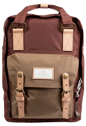 Doughnut MACAROON JUNGLE Rucksack Unisex 16L mit Laptopfach I Studenten-Rucksack funktionell & handgefertigt I Backpack aus recycelten PET-Flaschen & Ocean Waste I Daypack in Maroon x Khaki