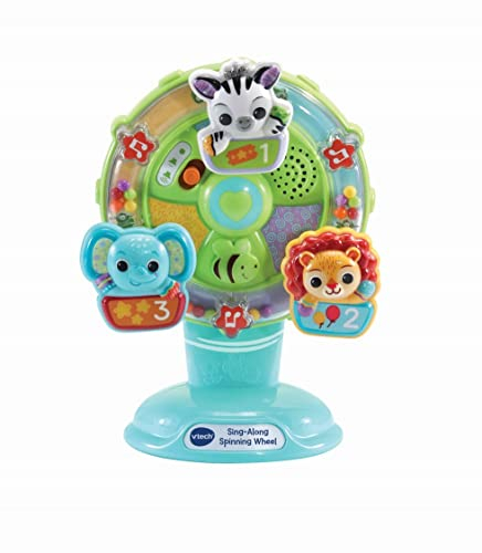 VTech Roue de bébé Chantant sensoriel avec Couleurs, Objets et Animaux, Roue rotative avec Ventouse, 6 Mois et Plus, Version Anglaise