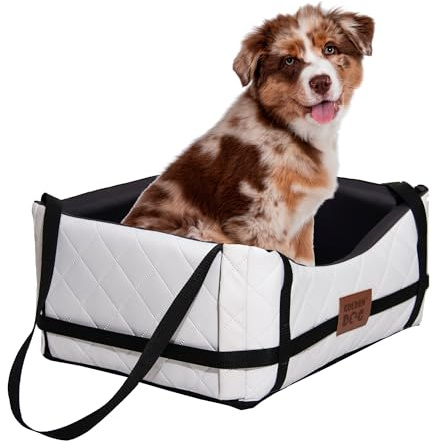 GoldenGroup Hundeautositz Kunstleder Hundesitz Hundebett Autokörbchen Hundedecke Hundekorb Transportbox Autositz Gesteppt für Rückbank Vordersitz L-65x53x27h