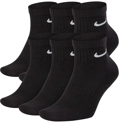 Nike Socken Herren Damen 6 Paar One Quater Socks Kurze Socke Knöchelhoch Weiß Schwarz Gemischt (weiss grau schwarz) Größe 34 36 38 40 42 44 46 48 50