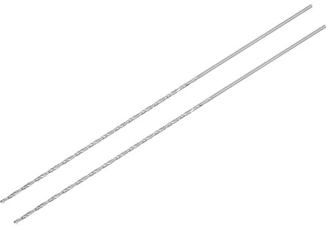 sourcing map HSS(High Speed Steel) Extra Long Twist Drill Bits, 1.5mm Drill Diameter 160mm Length for Hardened Metal Woodwork Plastic Aluminum Alloy 2 Pcs