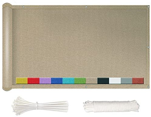 NKADNB Balkonbespannung 110x100cm Sichtschutz Balkonverkleidung Leicht Transparent Wetterfest im Viele Größe und Farben wertiger Balkonsichtschutz, Sandfarbe