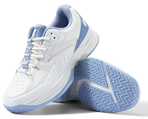 FitVille Extra Weit Tennisschuhe Damen Breit Hallenturnschuh Atmungsaktiv Training Schuhe für Tennis Badminton Walking Fitnessstudio Himmelblau 38.5 EU Weit