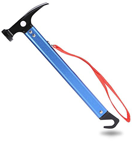 Eidoct Tent Hammer,3 Colors Tent Peg Puller,Lightweight Outdoor Camping Tent Aluminum Alloy Hammer,Outdoor Camping Tent Peg Stake Hammer (Blue)