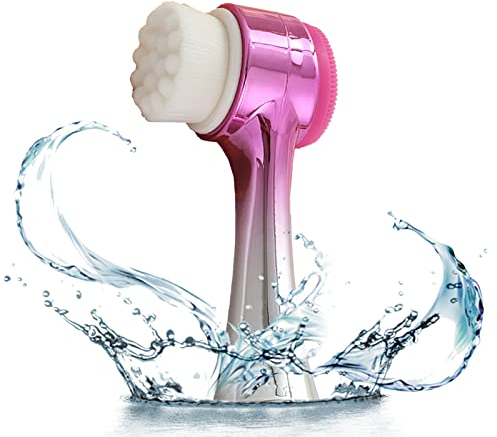 Spazzola 2 in 1 per la pulizia del viso, in silicone, per la pulizia manuale della pelle, sistema di pulizia della cheratina, super morbido, per massaggiare i pori, adatta a tutti i tipi di pelle