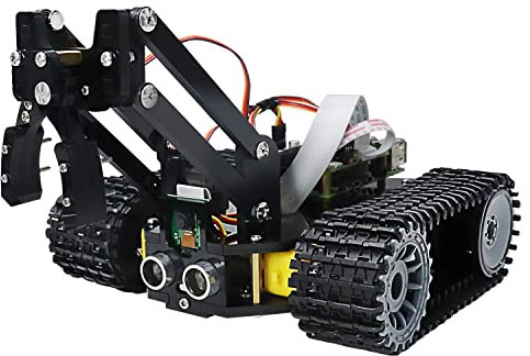 FREENOVE Tank Robot Kit for Raspberry Pi 5 4 B 3 B+ Zero 2 W, Crawler Chassis, Grab Objects, Ball Tracing, Line Tracking, Obstacle Avoidance, App Control, Camera, Servo (Raspberry Pi NOT Included)