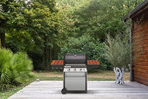 Campingaz Classe 3 WLD Gril à gaz,gril barbecue avec 3 brûleurs en inox et des étagères latérales rabattables en bois,chariot à gril barbecue et thermomète,système de nettoyage InstaClean,9 600 Watts