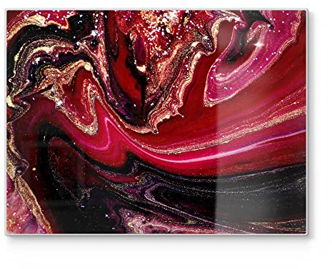 DEQORI Schneidebrett aus Glas | groß 40x30 cm | Motiv Marmor-Lavafluss | Design Schneideplatte für Küche | Frühstücksbrett antibakteriell & rutschfest | Glasplatte & Servierplatte