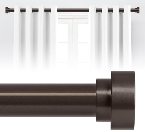 Bronze-Gardinenstangen für Fenster 168 bis 300 cm, 2.5 cm Durchmesser, robuste Gardinenstangen, verstellbare Gardinenstange, moderne dekorative Gardinenstangen,304.8 cm,Braun