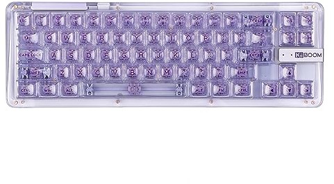 KiiBoom Phantom 68 65% Hot Swappable Crystal Gasket-Mounted Mechanical Keyboard, BT5.0/2.4GHz/USB-C Wired Wireless NKRO Gaming Keyboard with South-facing RGB, 4000mAh Battery for Win/Mac (Purple)