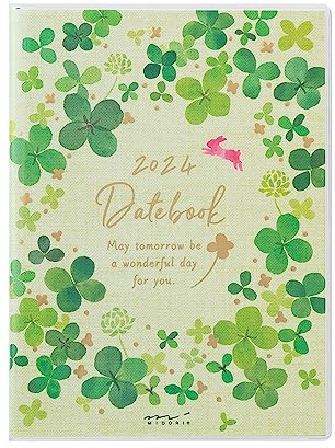 Midori Taschenkalender 22251006 Wochenplaner 2024 A6 Kleeblatt Muster Beginnt Januar 2024 (Kleeblattmuster)