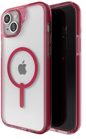 ZAGG Santa Cruz Snap iPhone 15 Plus/ 14 Plus Case - MagSafe Phone Case, Drop Protection (13ft/4m), Durable Graphene, Anti-Yellowing, and Scratch-Resistant Phone Case, Magenta Red