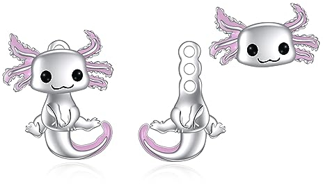 Axolotl Ohrstecker für Frauen 925 Sterling Silber Katze Ohrringe Schmuck Geschenke (Axolotl 2)