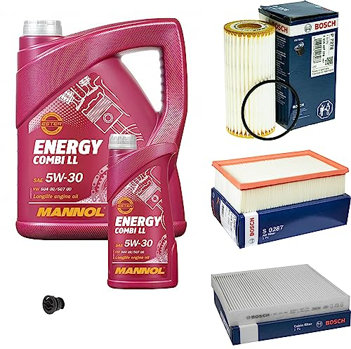 Inspektionspaket Wartungspaket Filterset mit 6 L Motoröl Energy Combi LL 5W-30, Ölfilter, Luftfilter, Innenraumfilter, Verschlussschraube