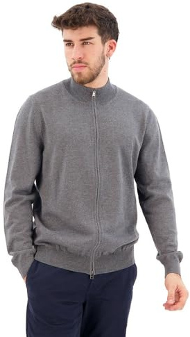 BOSS Herren Balonso-L Cardigan aus Schurwolle mit Reißverschluss und Logo-Stickerei Grau XXL