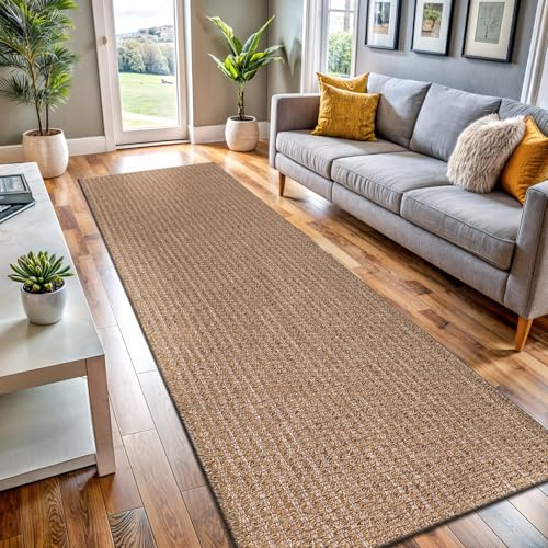 Easy Jute-Läufer, 5,1 x 17,8 cm, für drinnen und draußen, Naturfaser-Teppich, gewebt, Boho, leicht zu reinigen, für Wohnzimmer, Schlafzimmer, Esszimmer, Flur oder Außenbereich, Terrasse, Veranda (5,1