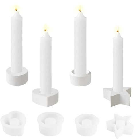 Silikonform Kerzenhalter,Gießform Kerzenhalter,4Pcs Silikonform Weihnachten,Kerzen Formen Stern,DIY Silikon Kerzenformen SterneRund etc