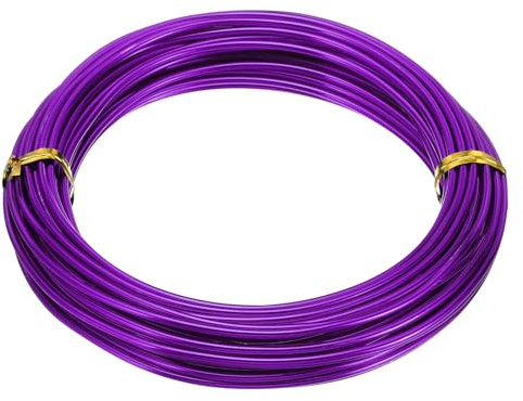 PATIKIL Alambre de Aluminio de 10M, 1Pcs Alambre de Joyería de Aluminio 2Mm 12 Calibre Metal para Hacer Joyas, Bisutería, Colgantes, Arte, Morado